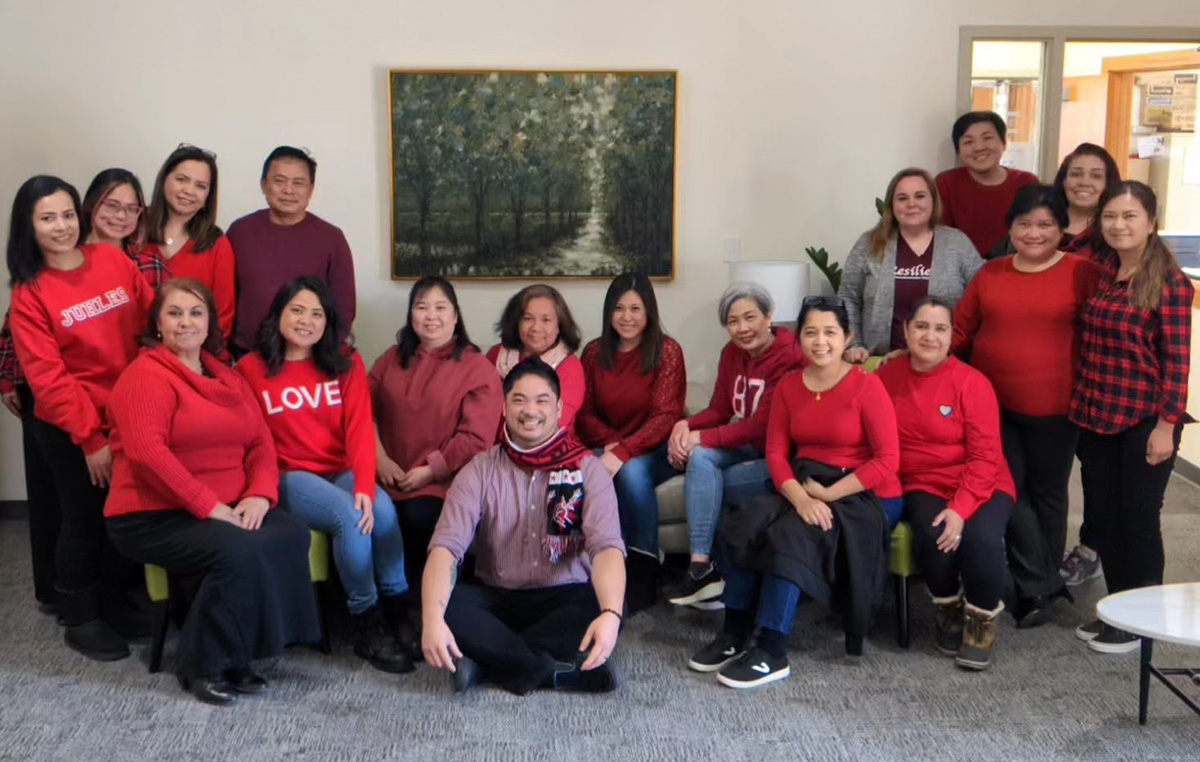 Resilience Home Health office administrative support team joined the nationwide effort to raise awareness about heart disease by wearing red on National Wear Red Day